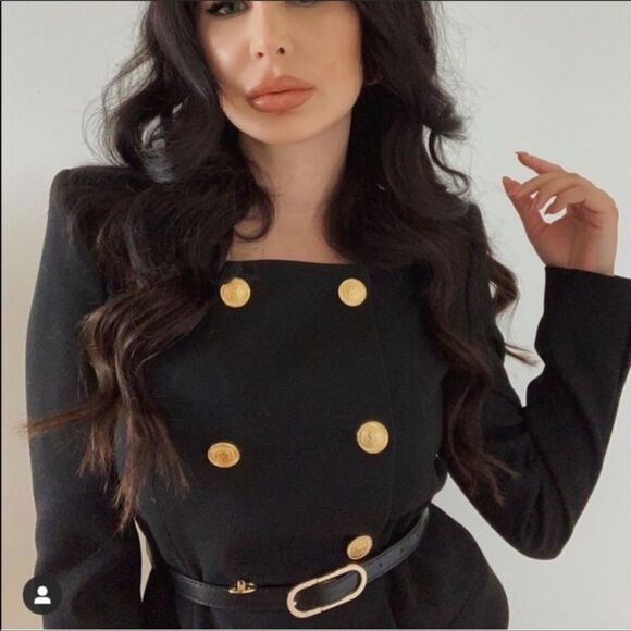 Zara Belted Gold Button Frock Coat NWT - Picture 7 of 11